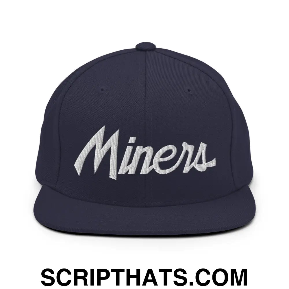 Miners School Mascot Script Snapback Hat Navy