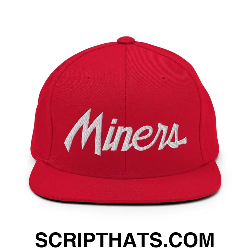 Miners School Mascot Script Snapback Hat Red