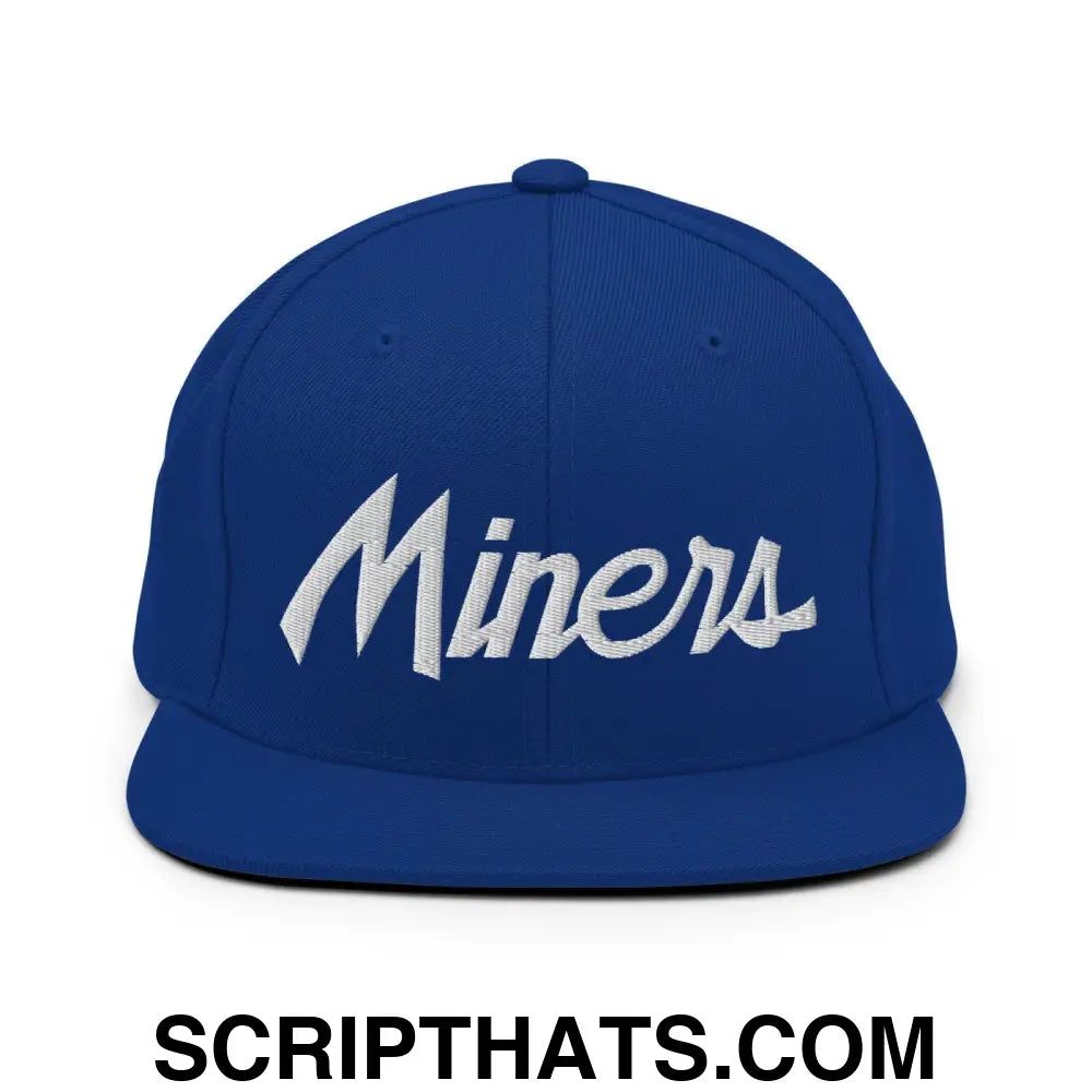 Miners School Mascot Script Snapback Hat Royal Blue