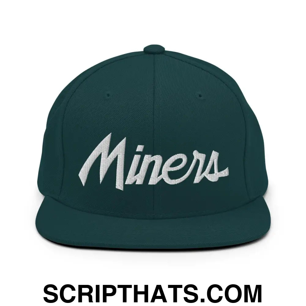 Miners School Mascot Script Snapback Hat Spruce