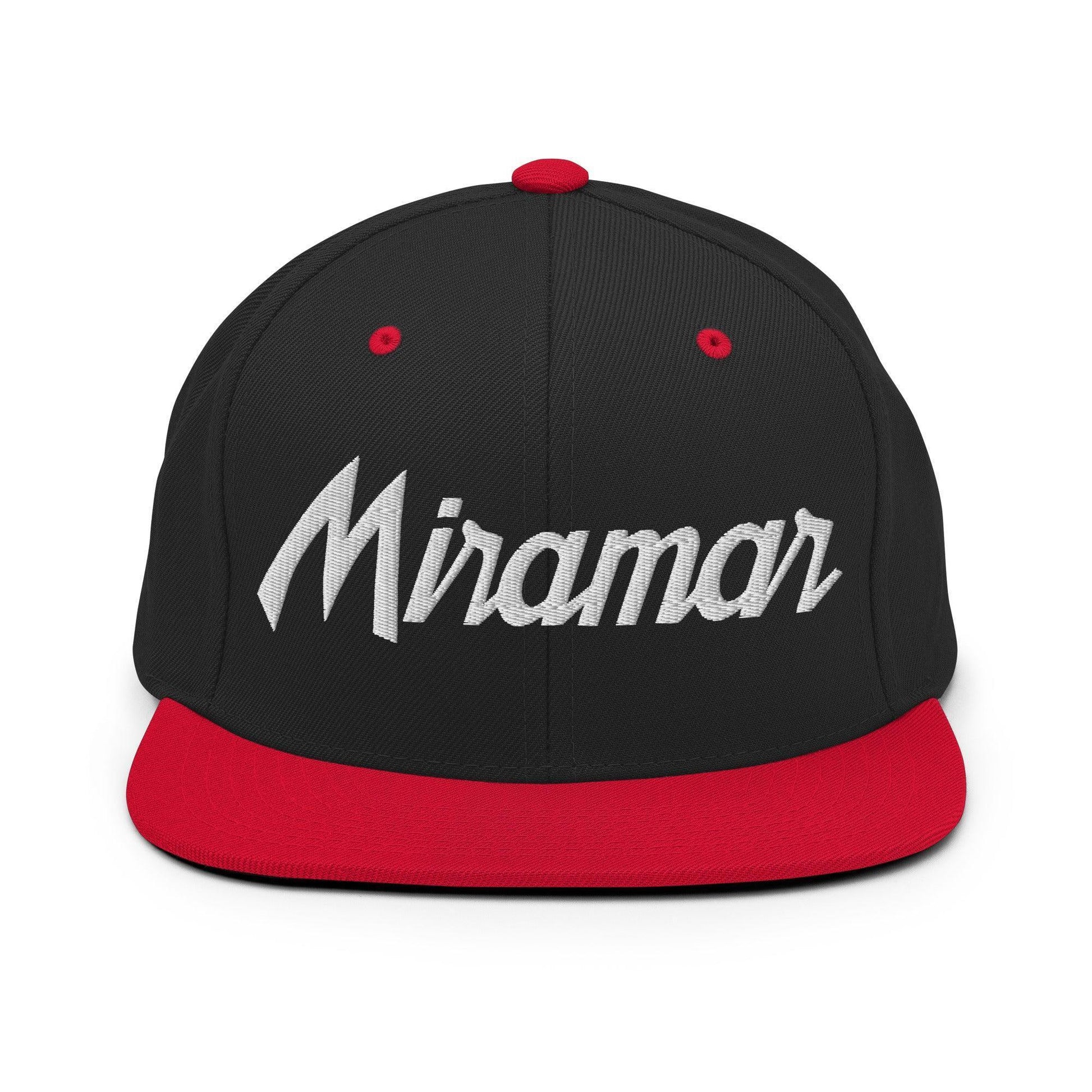 Miramar Script Snapback Hat Black Red