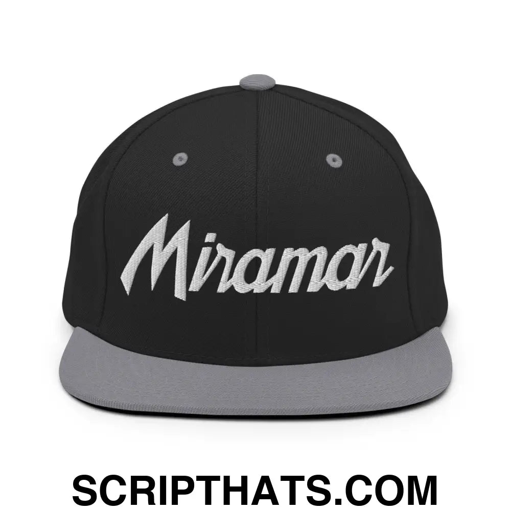 Miramar Script Snapback Hat Black Silver