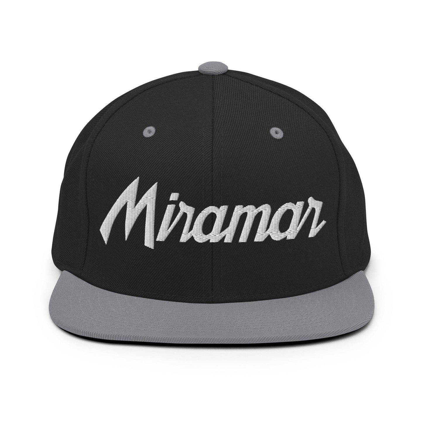 Miramar Script Snapback Hat Black Silver