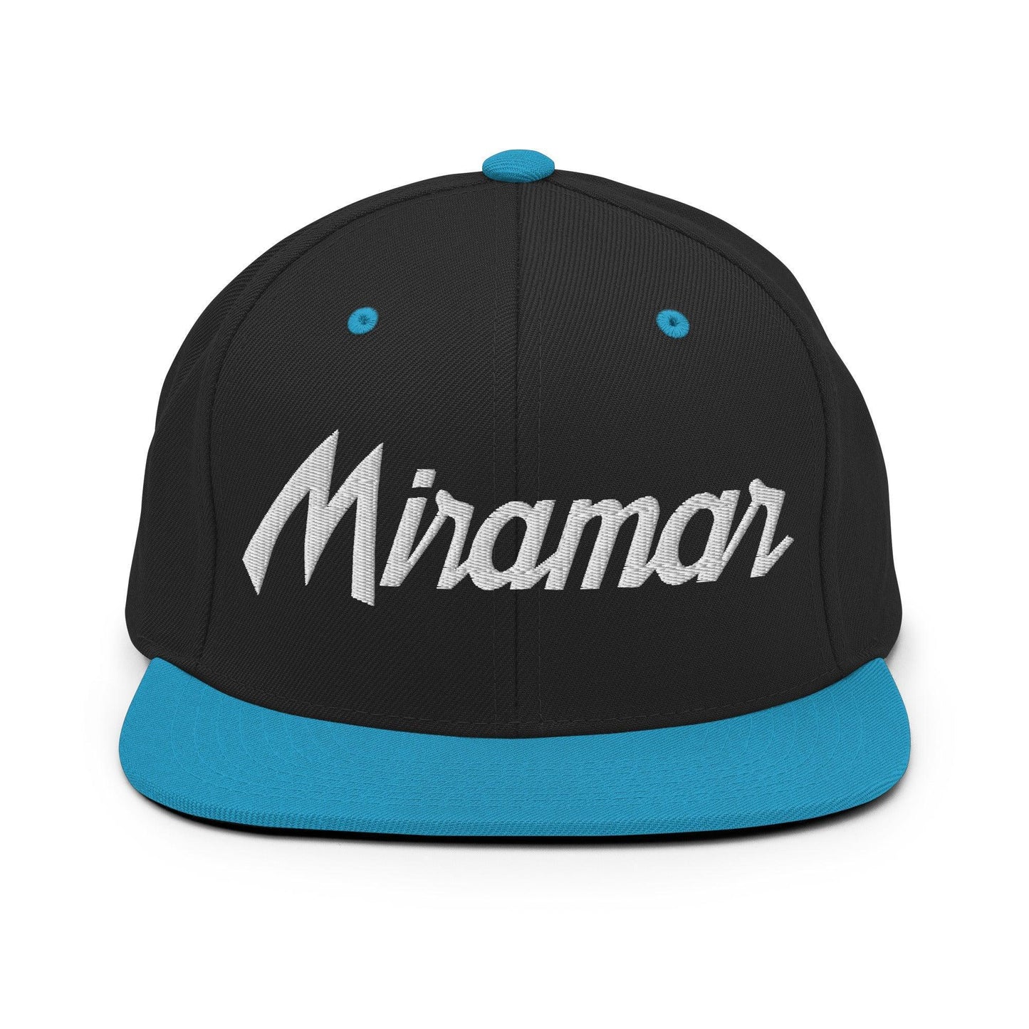 Miramar Script Snapback Hat Black Teal