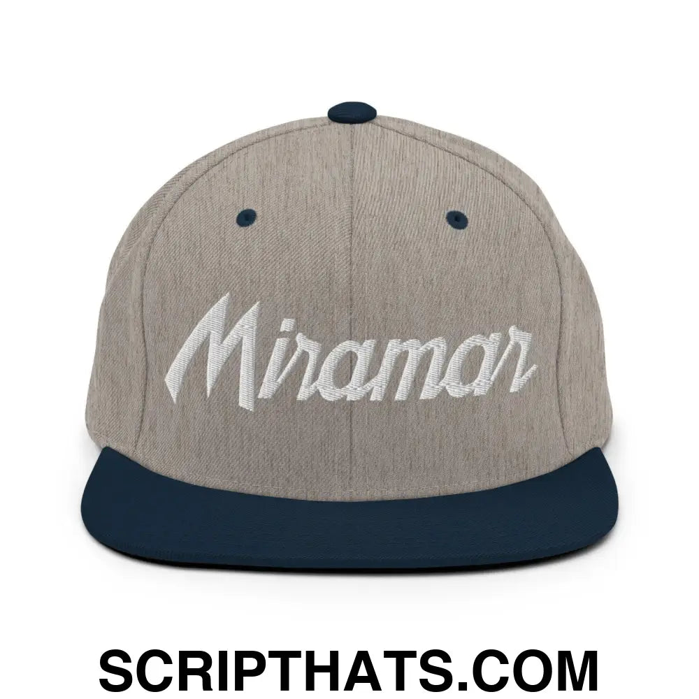 Miramar Script Snapback Hat Heather Grey Navy