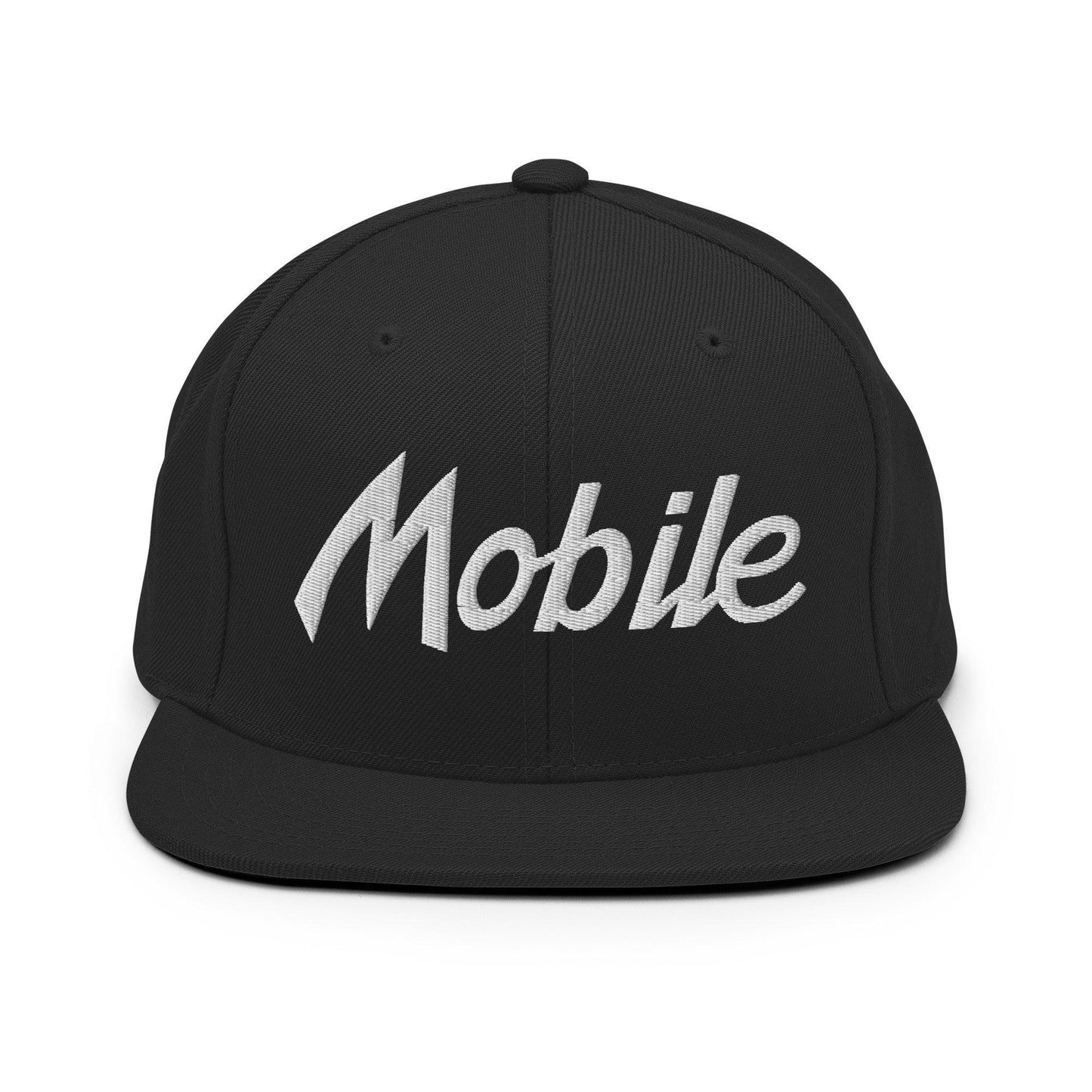 Mobile Script Snapback Hat Black