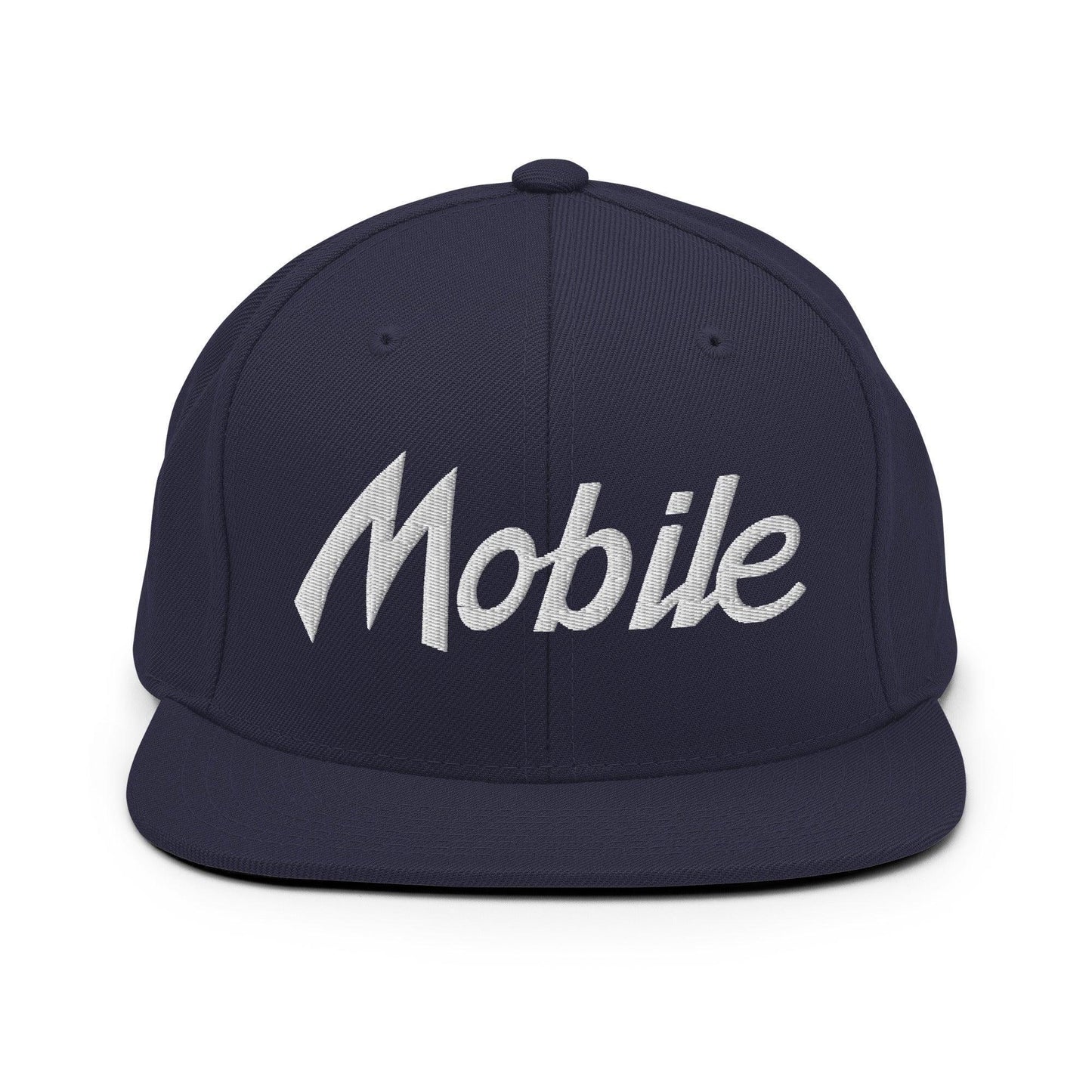 Mobile Script Snapback Hat Navy