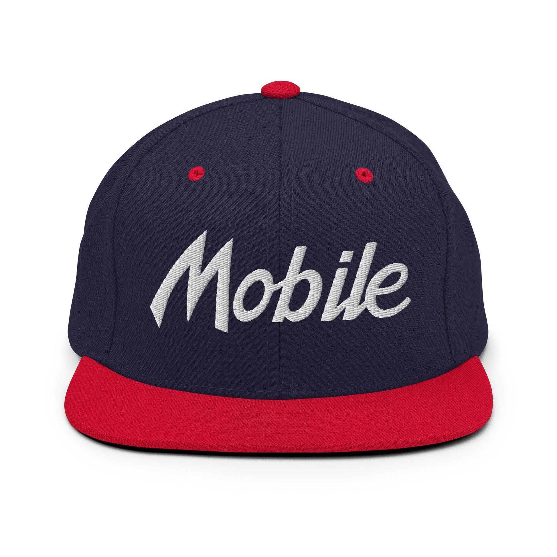 Mobile Script Snapback Hat Navy Red
