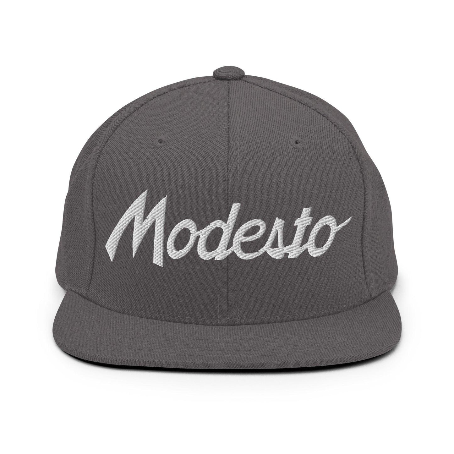 Modesto Script Snapback Hat Dark Grey