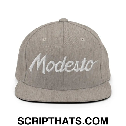 Modesto Script Snapback Hat Heather Grey