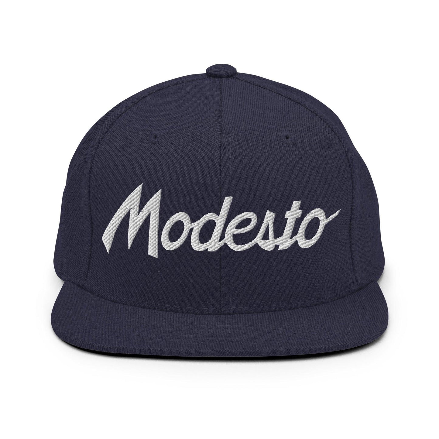 Modesto Script Snapback Hat Navy