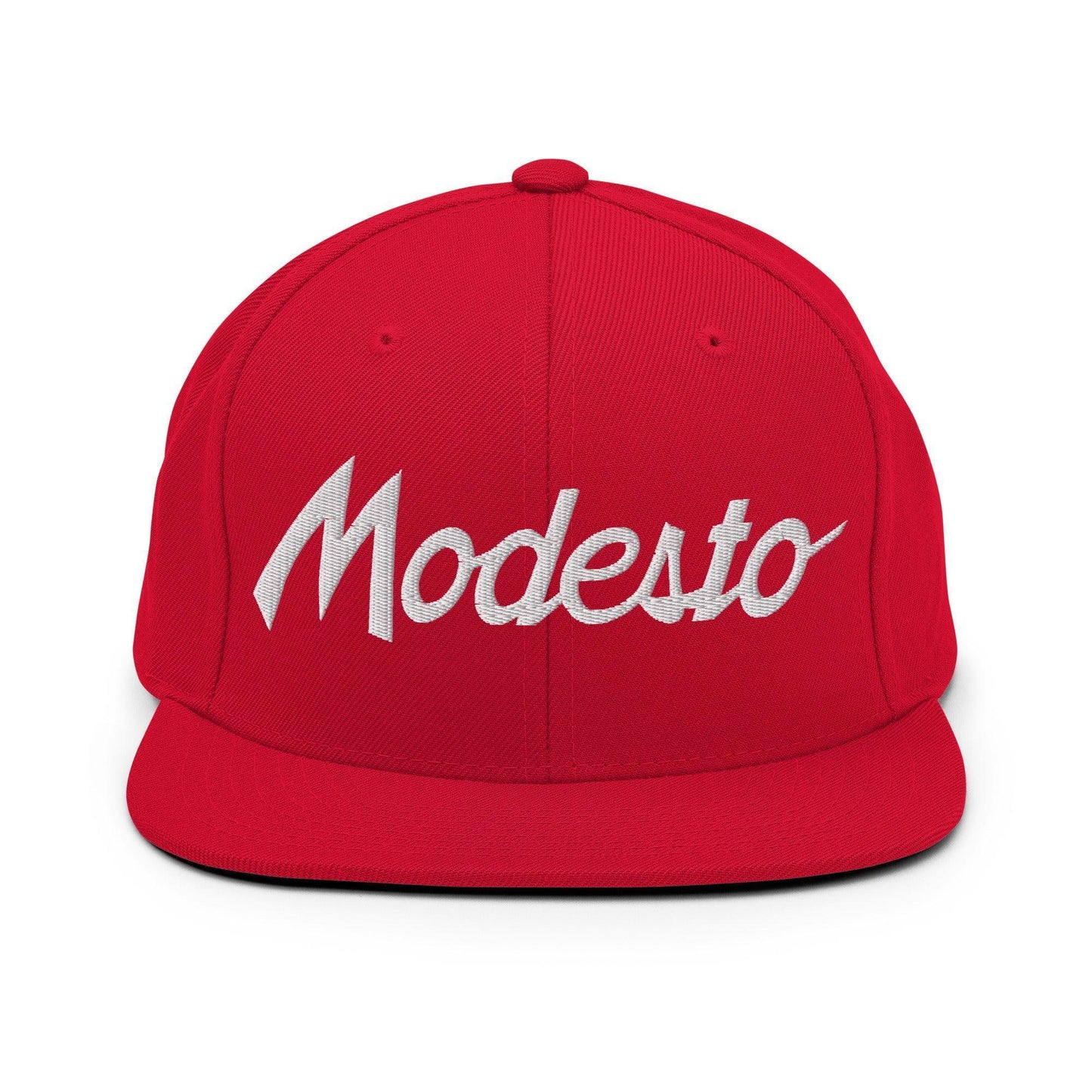 Modesto Script Snapback Hat Red