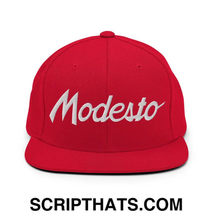 Modesto Script Snapback Hat Red