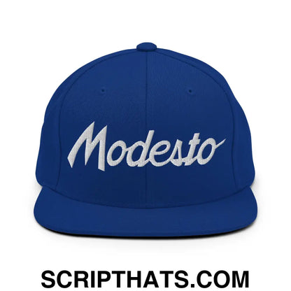 Modesto Script Snapback Hat Royal Blue