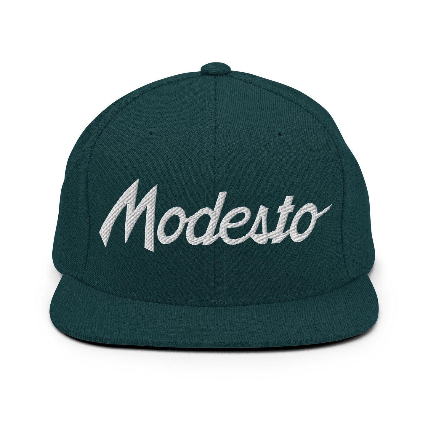 Modesto Script Snapback Hat Spruce