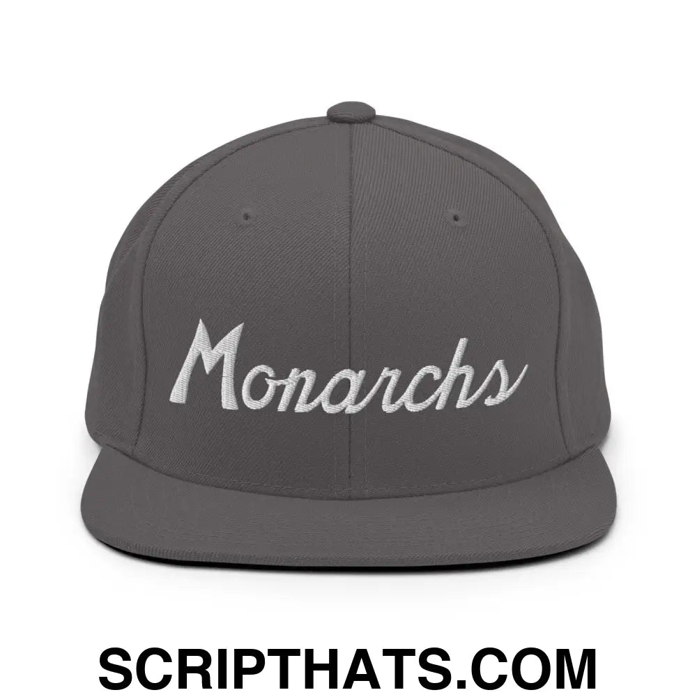 Monarchs School Mascot Script Snapback Hat Dark Grey