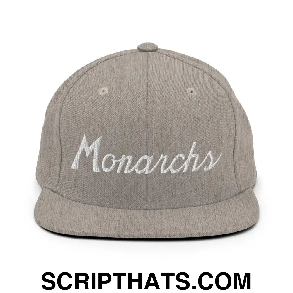 Monarchs School Mascot Script Snapback Hat Heather Grey