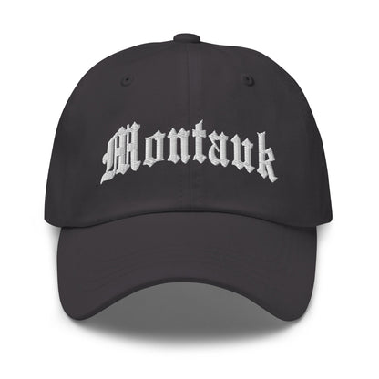 Montauk II OG Old English Dad Hat Dark Grey