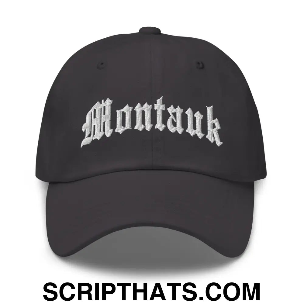 Montauk II OG Old English Dad Hat Dark Grey