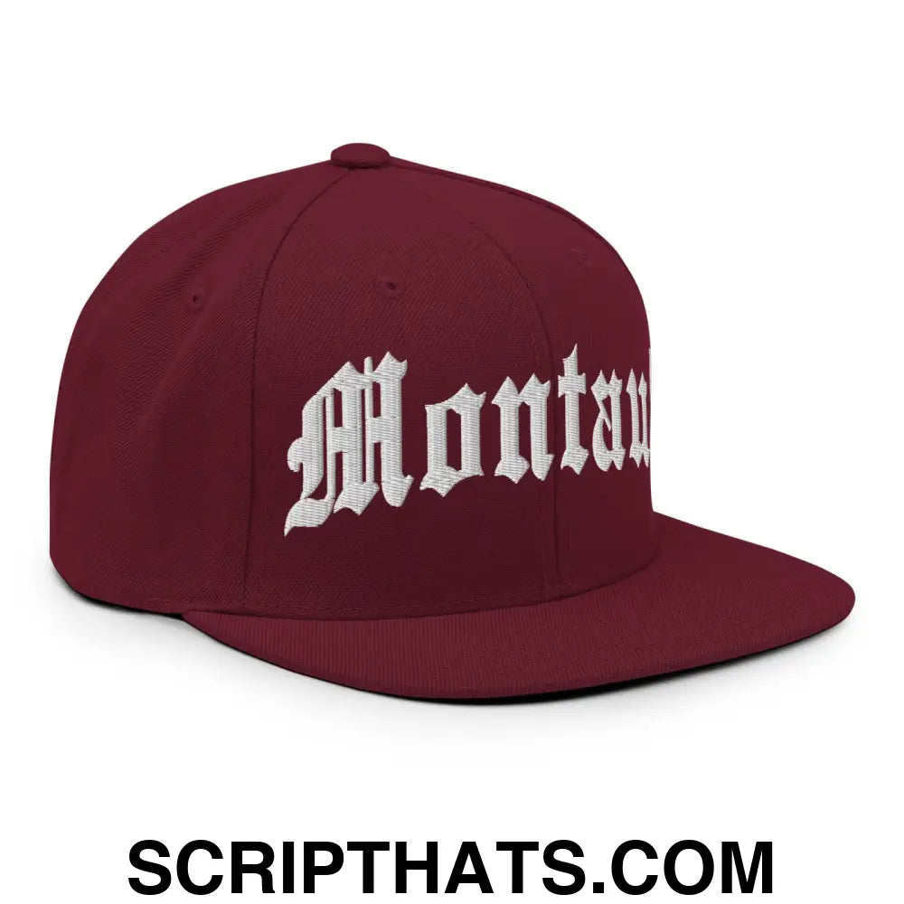 Montauk II OG Old English Snapback Hat Maroon