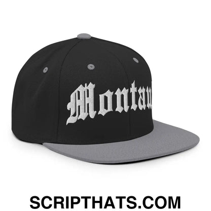 Montauk II OG Old English Snapback Hat Black Silver