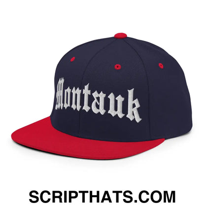 Montauk II OG Old English Snapback Hat Navy Red