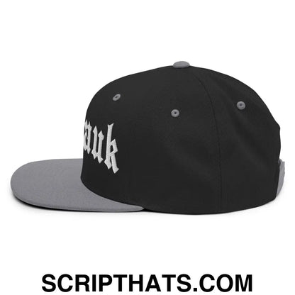 Montauk II OG Old English Snapback Hat Black Silver