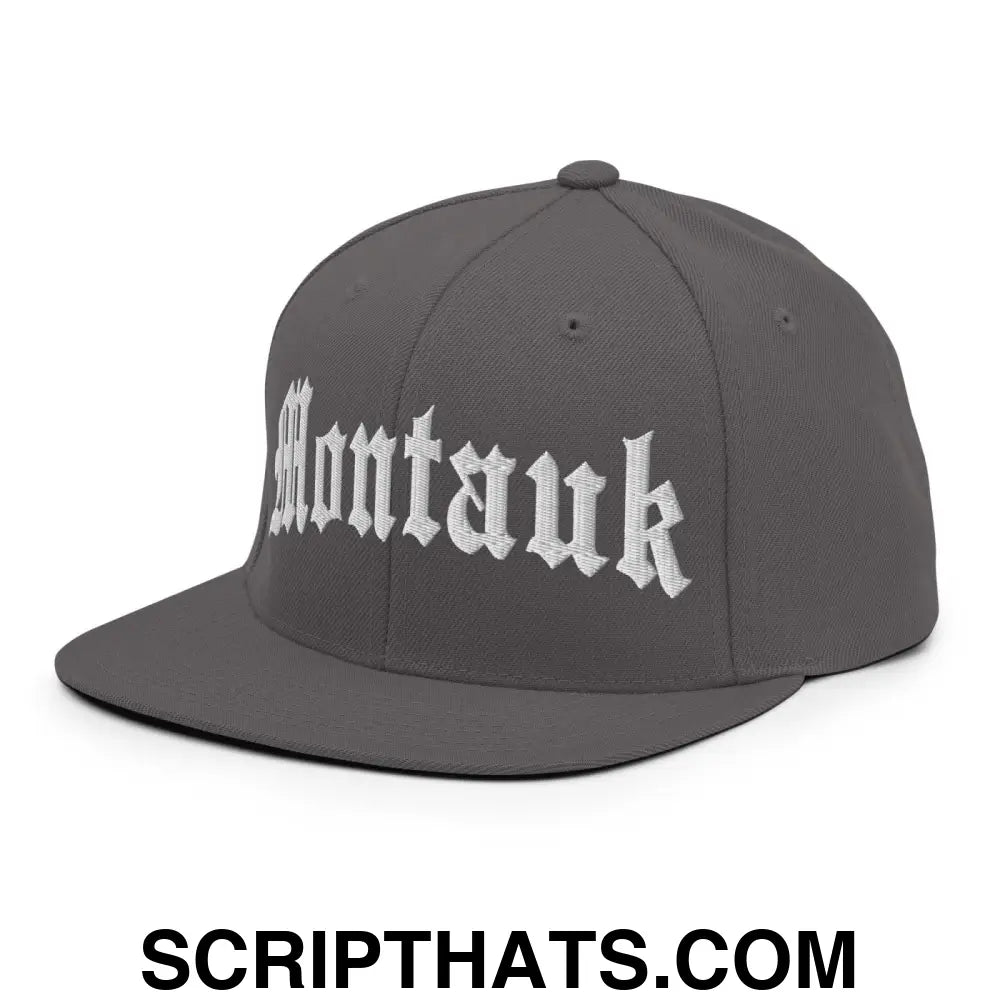 Montauk II OG Old English Snapback Hat Dark Grey