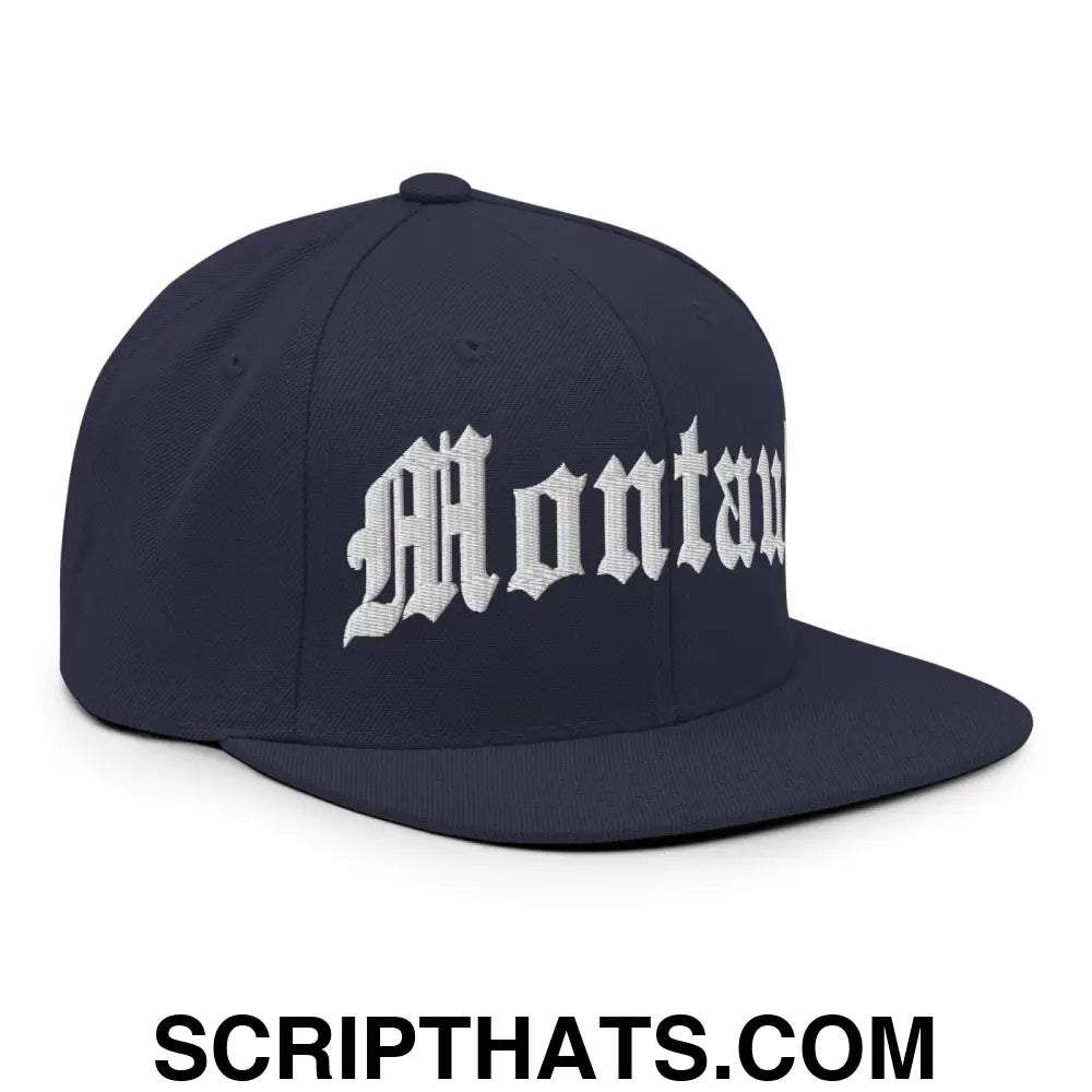 Montauk II OG Old English Snapback Hat Navy