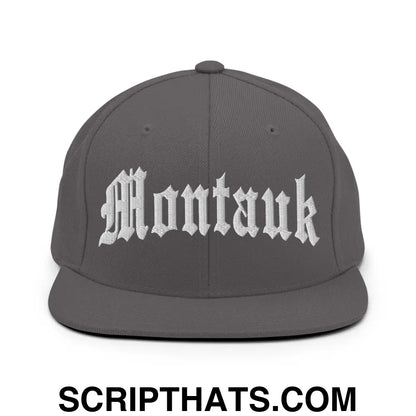 Montauk II OG Old English Snapback Hat Dark Grey