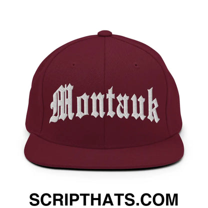 Montauk II OG Old English Snapback Hat Maroon