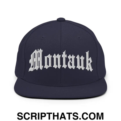 Montauk II OG Old English Snapback Hat Navy