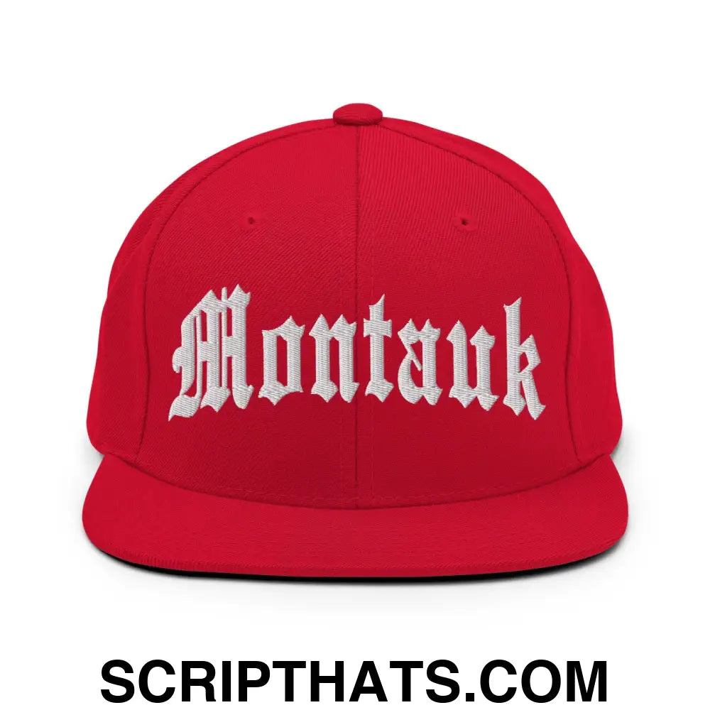 Montauk II OG Old English Snapback Hat Red