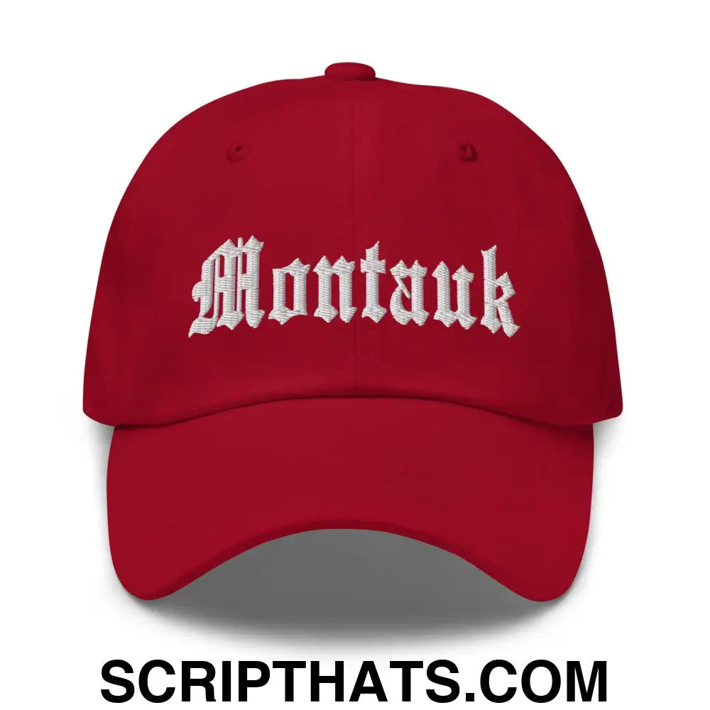 Montauk OG Old English Dad Hat Cranberry