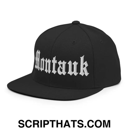 Montauk OG Old English Snapback Hat Black