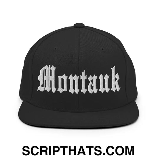 Montauk OG Old English Snapback Hat Black