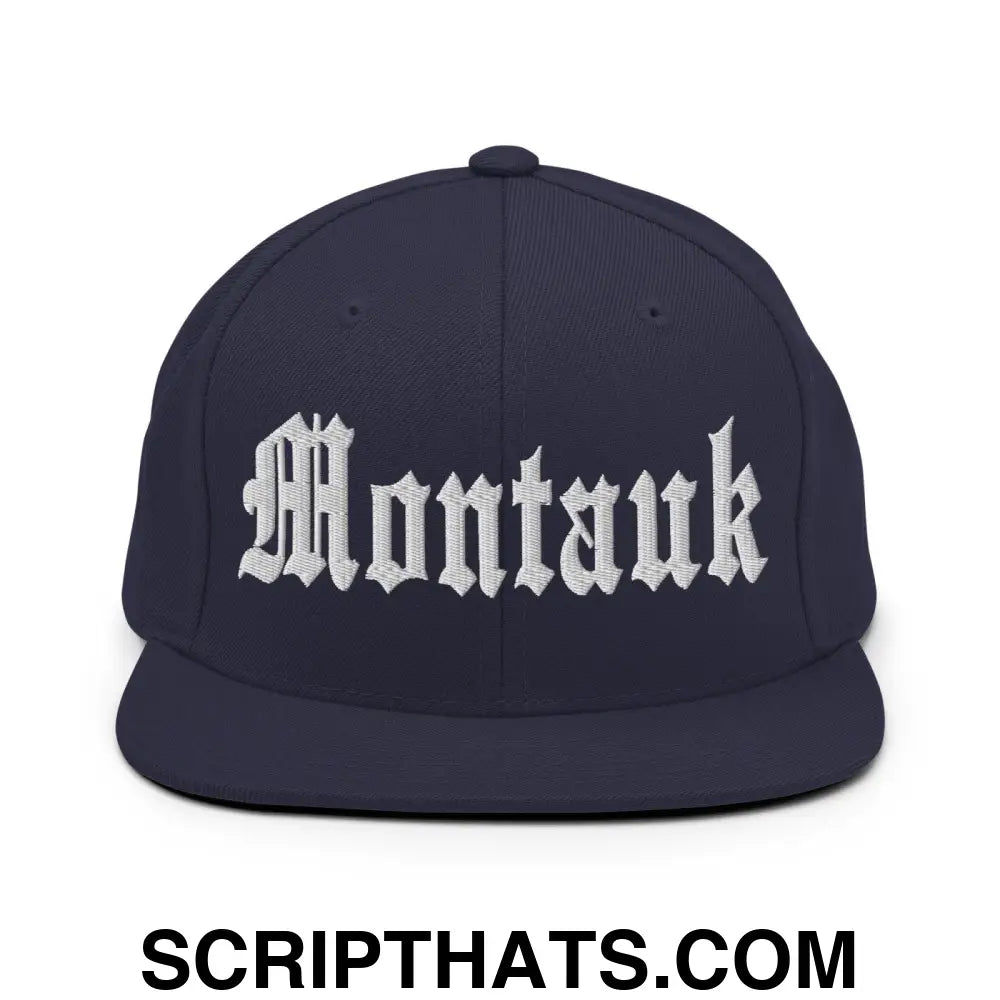 Montauk OG Old English Snapback Hat Navy