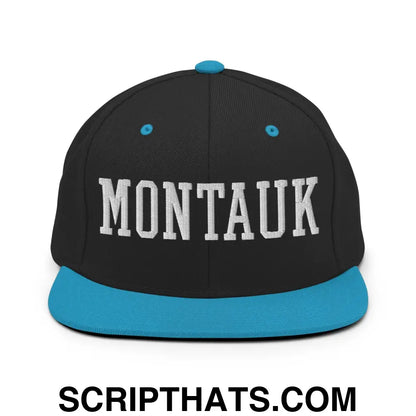 Montauk Varsity Letterman Block Snapback Hat Black Teal