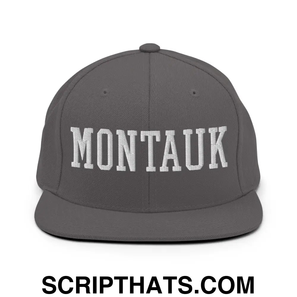 Montauk Varsity Letterman Block Snapback Hat Dark Grey