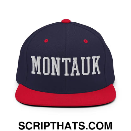 Montauk Varsity Letterman Block Snapback Hat Navy Red