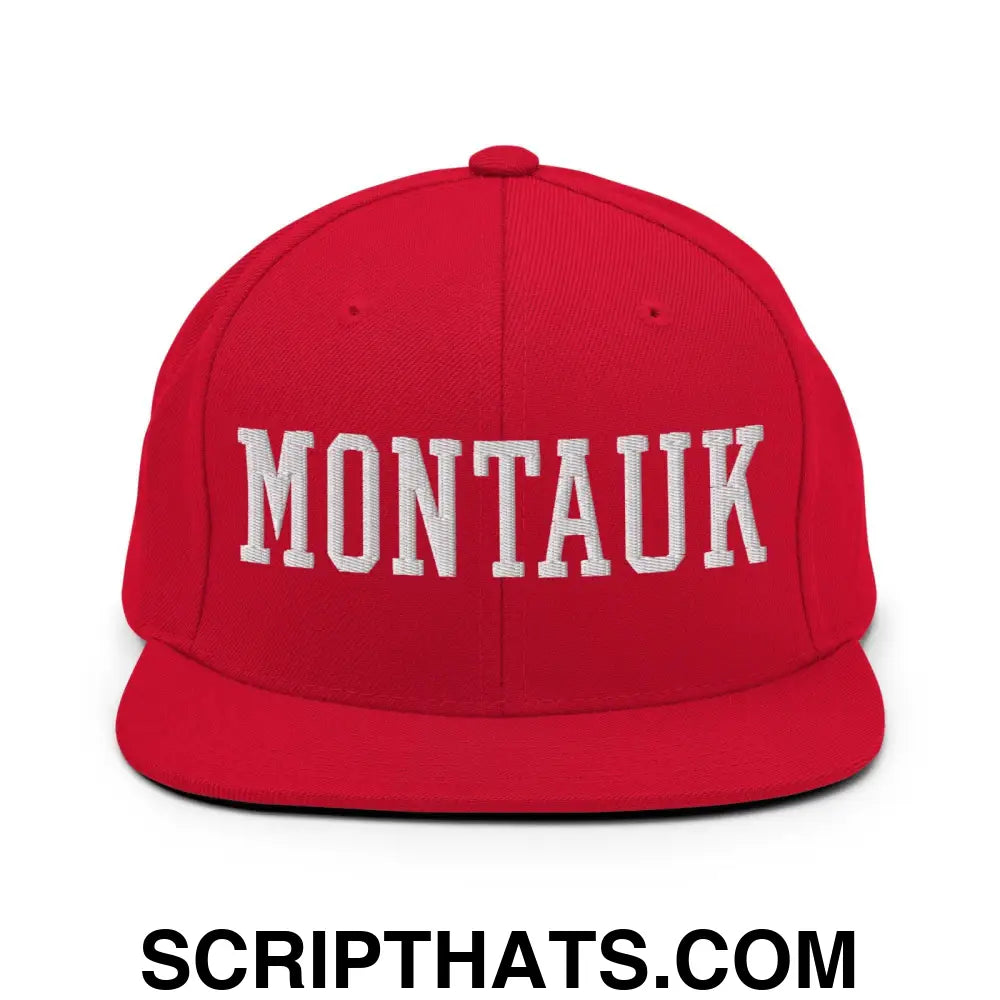 Montauk Varsity Letterman Block Snapback Hat Red