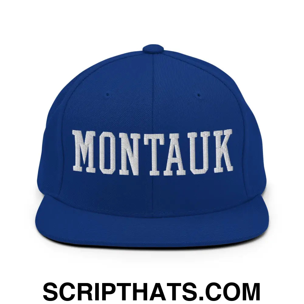 Montauk Varsity Letterman Block Snapback Hat Royal Blue