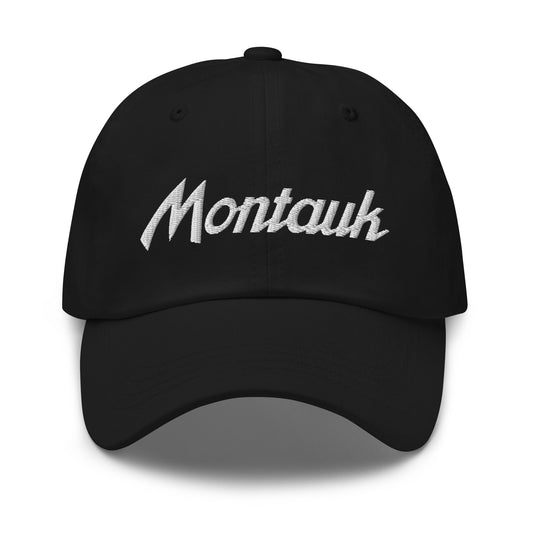 Montauk Vintage Sports Script Dad Hat Black