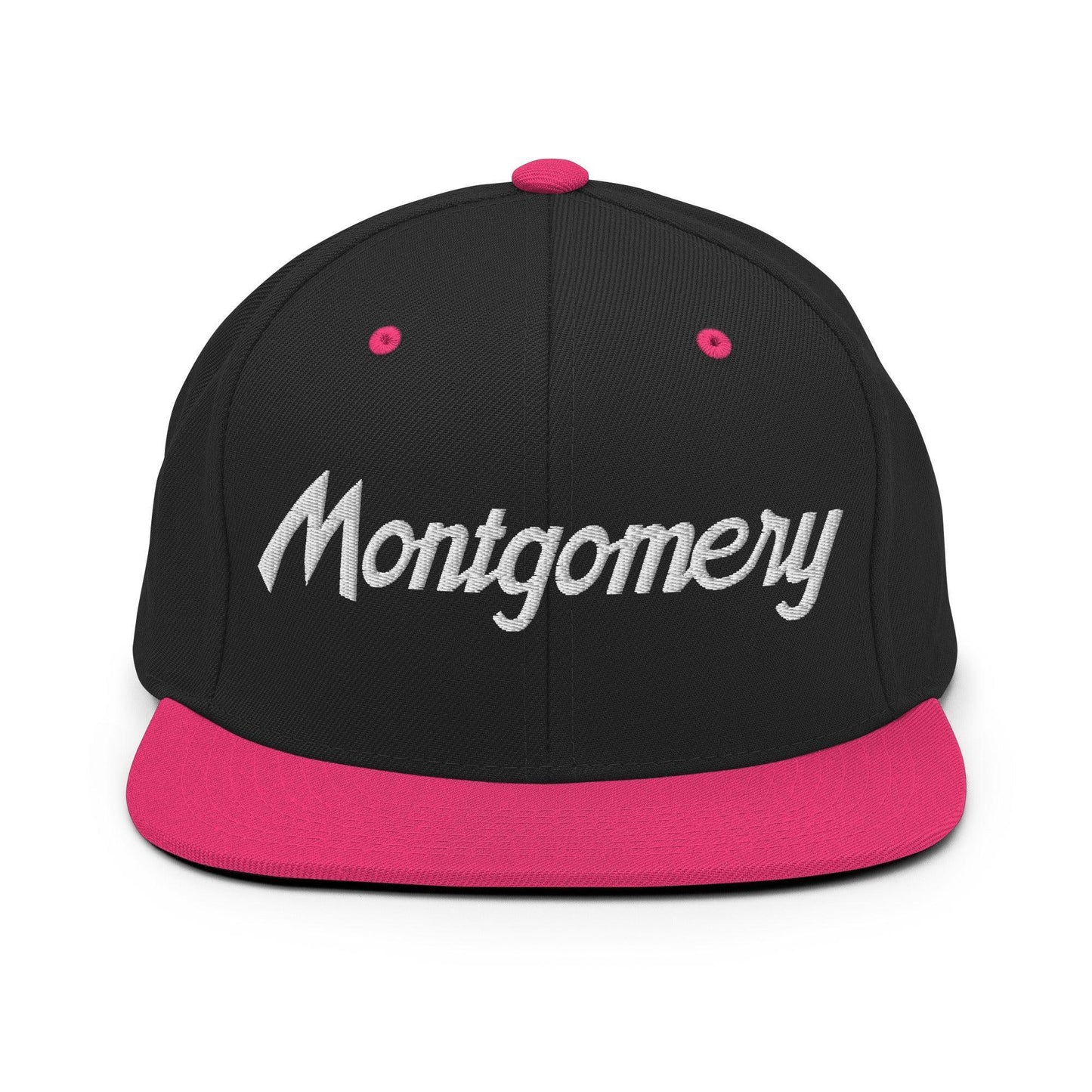 Montgomery Script Snapback Hat Black Neon Pink