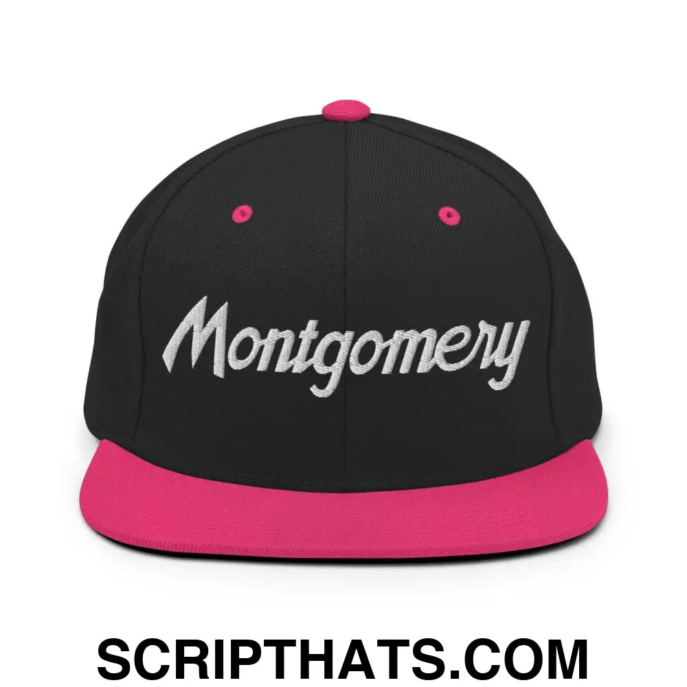 Montgomery Script Snapback Hat Black Neon Pink