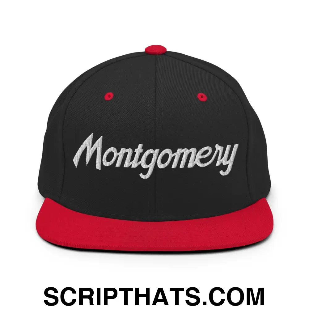 Montgomery Script Snapback Hat Black Red