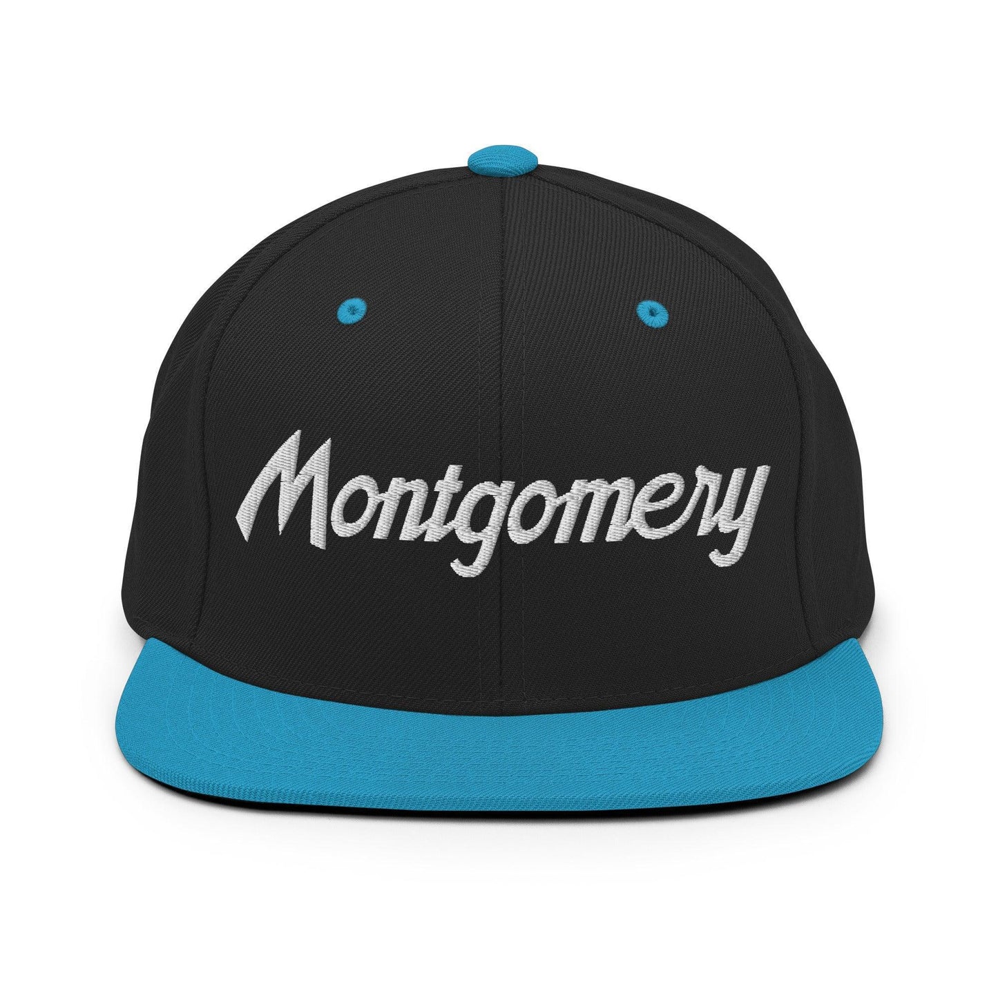 Montgomery Script Snapback Hat Black Teal