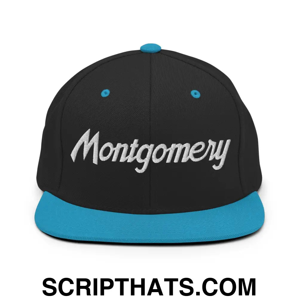 Montgomery Script Snapback Hat Black Teal