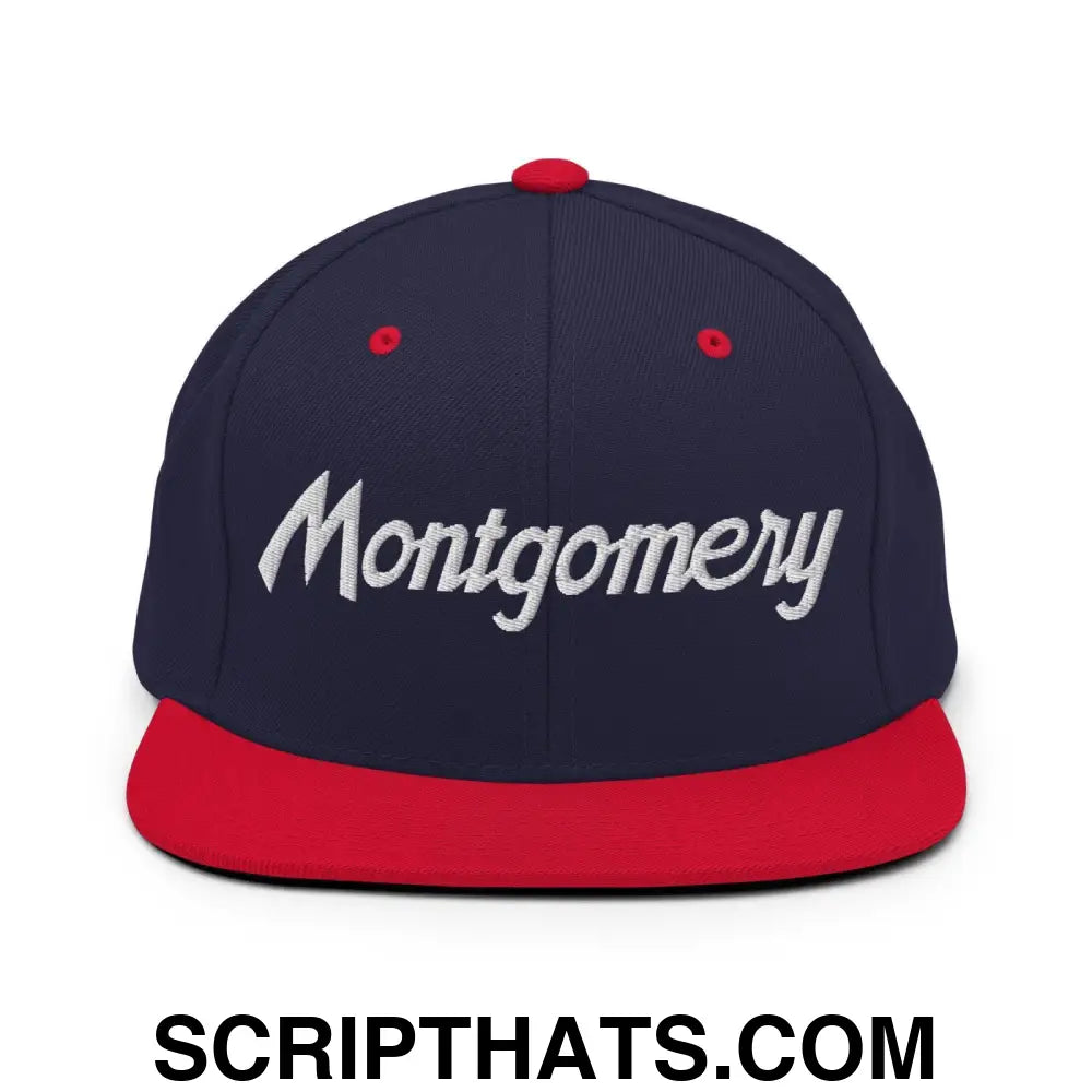 Montgomery Script Snapback Hat Navy Red