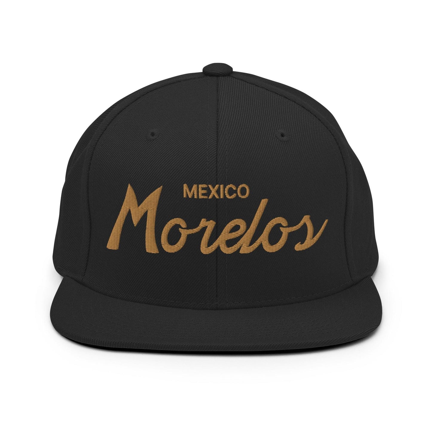 Morelos Mexico Gold Vintage Sports Script Snapback Hat Black